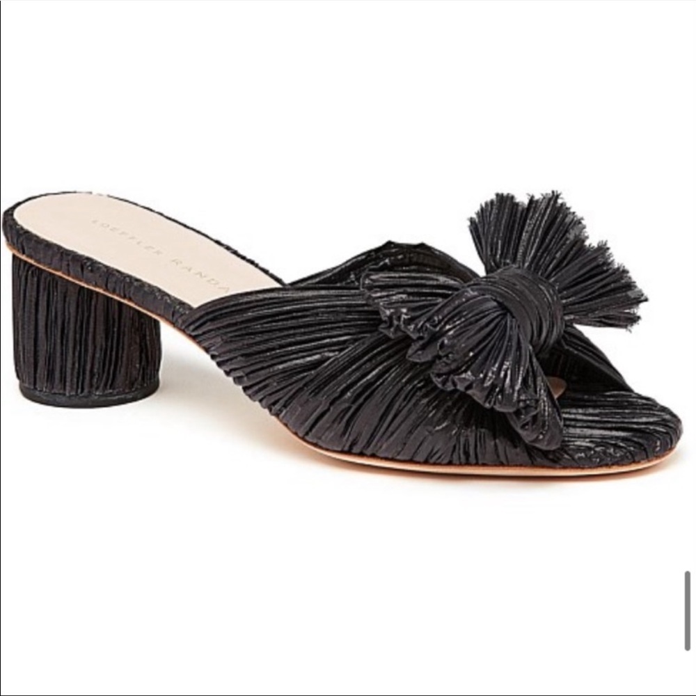 LOEFFLER RANDALL Emilia Black Pleated Knot Bow Sandal